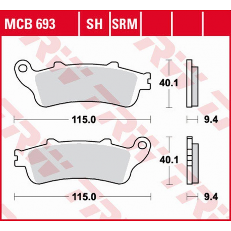 TRW Lucas, brzdové destičky, KH281 Sinter Honda FES 125/150 PANTHEON '98-'06, FES 250 FORESIGHT '98-'05, přední,