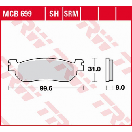 TRW Lucas, brzdové destičky, KH275 Sinter Yamaha YP/XP 125 X-MAX '10-, VP 250 X-CITY '07-'16, YP 250 MAJESTY '98-'03, YP 250 X-
