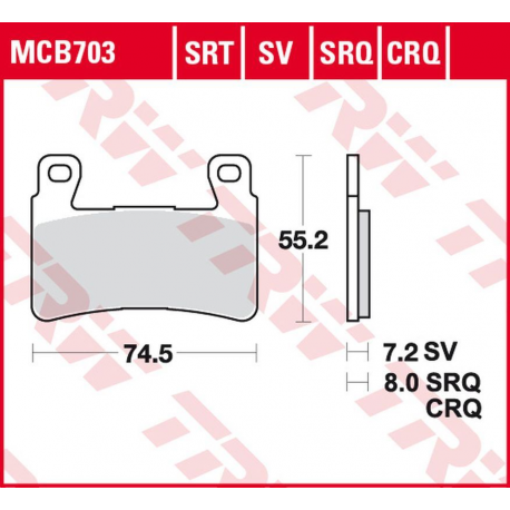 TRW Lucas, brzdové destičky, KH265 Sinter ROAD/TRACK Honda CBR 900RR FIREBLADE '98-'03, VTR 1000 SP1/SP2 '00-'07, přední,