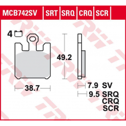 TRW Lucas, brzdové destičky, KH369/4 Sinter TRACK Kawasaki ZX-6RR 600, ZX-6R 636 '03-'06, ZX-10R '04-'07, ZX-12R '04-'06, SUZUK