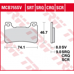 TRW Lucas, brzdové destičky, KH390 Sinter ROAD/TRACK Honda CBR 600RR '05-'16, CBR 1000RR FIREBLADE '04-'16, přední,