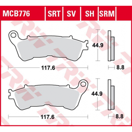 TRW Lucas, brzdové destičky, KH388 Sinter ROAD/TRACK Honda CBF 500 '04-'08, CB 600 HORNET '07-'15, CBF 600 '04-'13, VT 750 SHAD