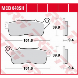 TRW Lucas, brzdové destičky, KH636 Sinter Street Honda VFR 1200F '10-'16, VFR 1200X CROSSTOURER '12-,, zadní,