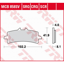 TRW Lucas, brzdové destičky, KH447 Sinter TRACK Aprilia RSV4, V4 TUONO '15-, BMW HP4 1000 '12-'16, Ducati DIAVEL 1200 '11-18, H