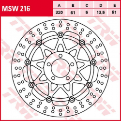 TRW Lucas, přední brzdový kotouč, Kawasaki ZX-7R/RR '96-'02, ZXR 750 '91-'95, ZX-9R '94-'04, ZZR 1100 '93-'01, ZX-12R '00-'03,