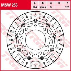 TRW Lucas, přední brzdový kotouč, BMW G 650GS SERTAO '11-'14, F 650GS '08-'12, F 700GS '13-'18, F 800GS/ADV '08-'18 (300X105X5