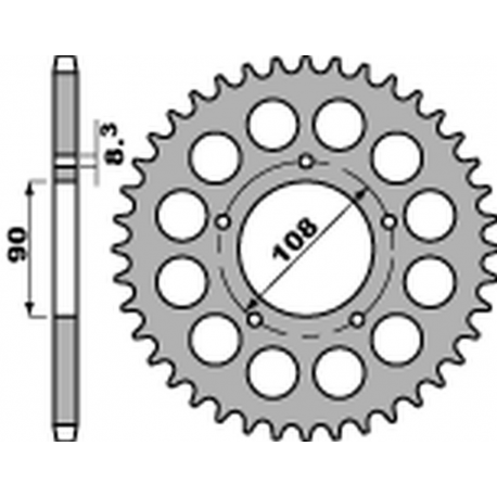 PBR, rozeta 1022 42 C45 Ducati 500 DESMO/ SL '79-'84, 750 F1 '85-'88, 900 S2 '83-'85, Cagiva 350/650 ALAZZURRA SPO