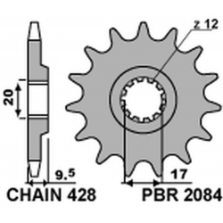 PBR, přední řetězové kolečko 2084 12 18NC KTM EXC 50 '96-'03, SX 85 '07-'22 (JTF1907.12) (řetěz 428)