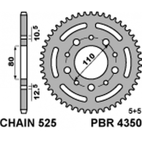 PBR, rozeta 4350 43 C45 Honda CB 500 '94-'03, CB 750 '91-'03, VT 600 SHADOW '90-'04 (JTR1332.43) (řetěz 525)