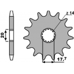 PBR, přední řetězové kolečko 440 14 18NC Yamaha YZ 125 '87-'04 (JTF564.14) (řetěz 520) (STD.+1)