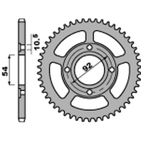PBR, rozeta 4432 45 F Yamaha TZR 50 RR / X-POWER '03-'09 (JTR1078.45) (řetěz 420) (STD.-2)