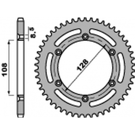 PBR, rozeta 4488 57 F Suzuki DRZ 125 '03-'10, Kawasaki KLX 125 '03-'07 (řetěz 428) (JTR797.57) (STD.)