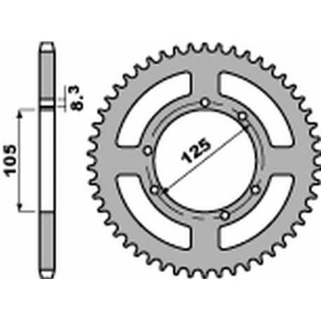 PBR, rozeta 4513 50 C45 Yamaha YZF 125R '08-'20, MT-125 '15-'20 (JTR1844.50) (řetěz 428)