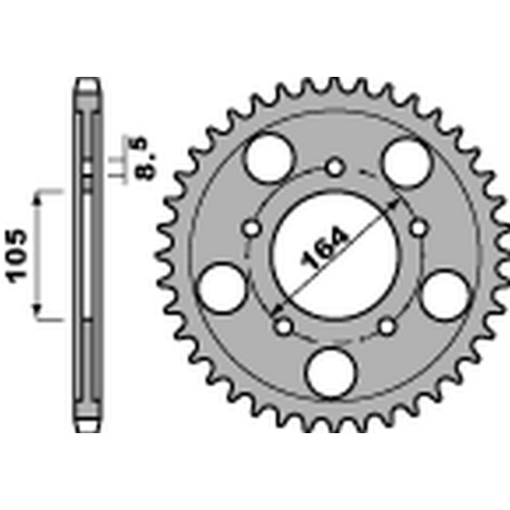 PBR, rozeta 4557 46 C45 GILERA GP 800 '09-'19, Aprilia SRV 850 '12 (řetěz 525) (STD.-1)