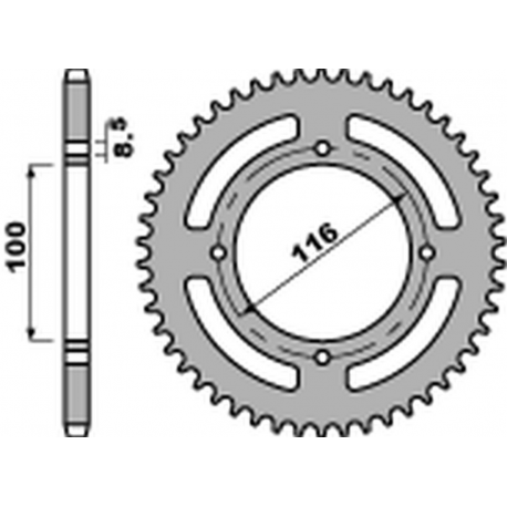 PBR, rozeta 467 53 C45 Kawasaki KX 80/85 '86-'12 (JTR461.53) (řetěz 420)