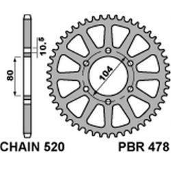 PBR, rozeta 478 47 C45 Kawasaki Z 1000/SX '03-'20, ZX-10R/RR '04-'20, ZX-6R '98-'20, ER-6N '06-'17, VERSYS 650 '07
