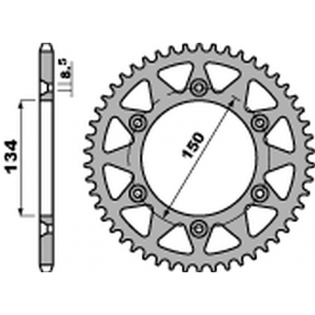 PBR, rozeta 489 54 C45 Kawasaki KX/KXF 125/250 '84-'20, KDX 200/220/250 '84-'06 (JTR489.54) (řetěz 520)