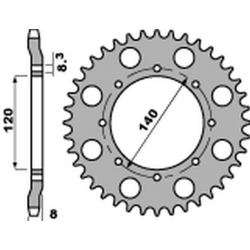 PBR, rozeta 506 46 C45 Kawasaki KLR 600 '84-'90 (JTR477.46) (řetěz 520) (STD.+3)
