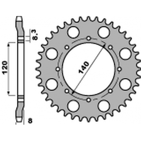 PBR, rozeta 506 46 C45 Kawasaki KLR 600 '84-'90 (JTR477.46) (řetěz 520) (STD.+3)