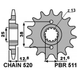 PBR, přední řetězové kolečko 511 15 18NC Kawasaki KLR 650 '90-'17 (JTF511.15) (řetěz 520) (STD.)