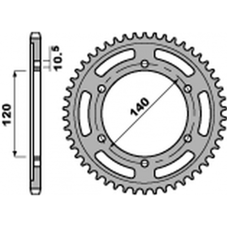PBR, rozeta 5301 47 C45 Kawasaki ZX-6R '95-'97, W 650 '00-'06, Suzuki GSX-R 600 '97-'00 (JTR498.47) (řetěz525)