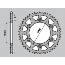 PBR, rozeta 808 52 F Suzuki RM 125 '80-'12, DR 350 '96-'99, DR-Z 400 '00-'19 (JTR808.52) (řetěz 520)