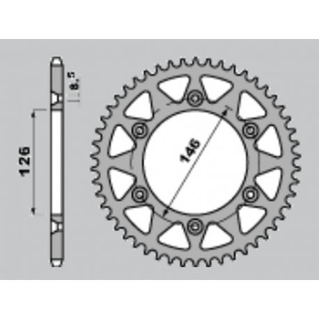 PBR, rozeta 808 52 F Suzuki RM 125 '80-'12, DR 350 '96-'99, DR-Z 400 '00-'19 (JTR808.52) (řetěz 520)