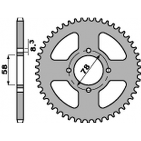 PBR, rozeta 810 38 F Suzuki GN 125 '92-'00 (JTR810.38) (řetěz 428) (STD.-3)