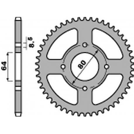 PBR, rozeta 834 35 F Yamaha TTR 90 '00-'05, TTR 110 '11-'21 (JTR834.35) (řetěz 420) (STD.)