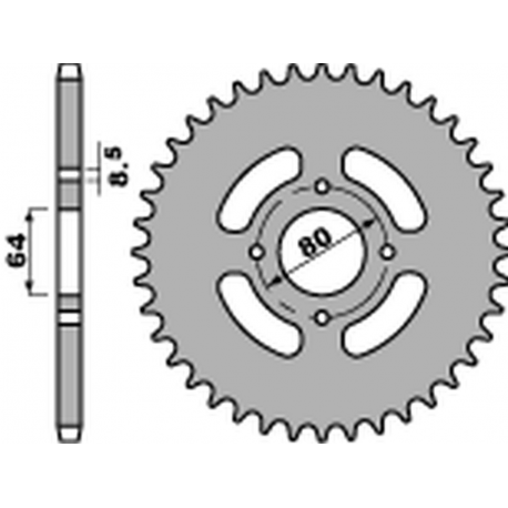 PBR, rozeta 838 46 F Yamaha YBR 125 '05-'14, RD 125 '75-'81, DT 100 '76-'80 (JTR838.46) (řetěz428)