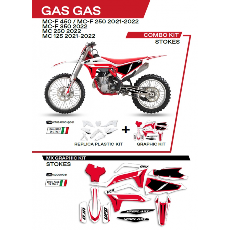 UFO, sada plastů + sada polepů, Gas Gas MC 125 '21-'22 Stokes, bílá barva