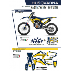 UFO, sada plastů + sada polepů, Husqvarna TC 125 '19-'22 Stokes, modrá barva