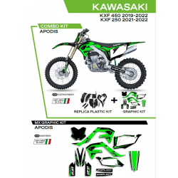UFO, sada plastů + sada polepů, Kawasaki KXF 250 '21-'22 Apodis, černá barva