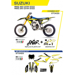 UFO, sada plastů + sada polepů, Suzuki RMZ 250 '19-'22 Stokes, černá barva