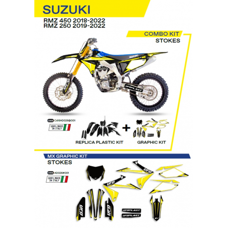 UFO, sada plastů + sada polepů, Suzuki RMZ 250 '19-'22 Stokes, černá barva