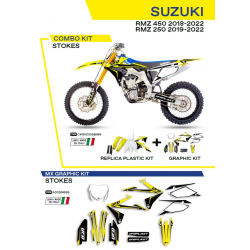UFO, sada plastů + sada polepů, Suzuki RMZ 250 '19-'22 Stokes, OEM barva (bílá/žlutá/černá)