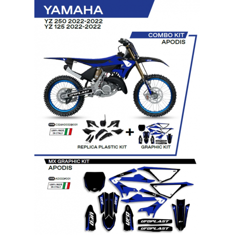UFO, sada plastů + sada polepů, Yamaha YZ 125 '22 Apodis, černá barva