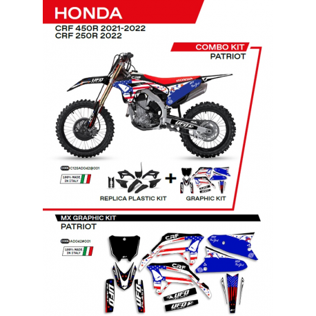 UFO, sada plastů + sada polepů, Honda CRF 250R '22 Patriot, černá barva