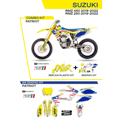 UFO, sada plastů + sada polepů, Suzuki RMZ 250 '19-'22 Patriot, žlutá barva