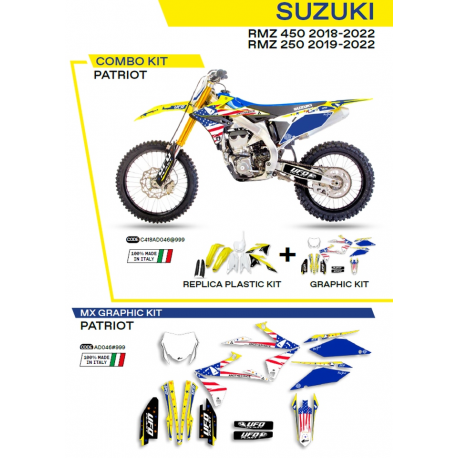 UFO, sada plastů + sada polepů, Suzuki RMZ 250 '19-'22 Patriot, OEM barva (žlutá/ bílá/ černá)