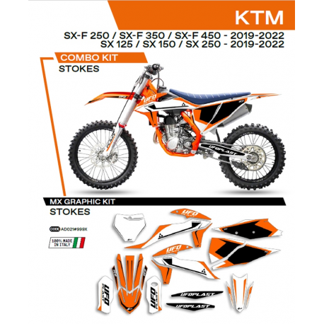 UFO, sada polepů, KTM SX 125 '19-'22 Stokes, OEM barva (oranžová/černá/bílá)