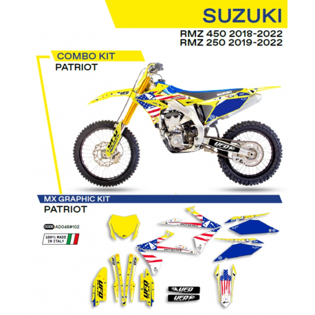 UFO, sada polepů, Suzuki RMZ 250 '19-'22 Patriot, žlutá barva