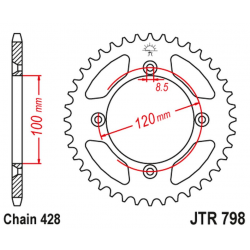 JT, rozeta 798 50 Suzuki RM 80 '83-01, Yamaha YZ 85 '02-20 (79850JT) (řetěz 428)