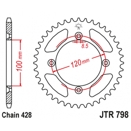 JT, rozeta 798 50 Suzuki RM 80 '83-01, Yamaha YZ 85 '02-20 (79850JT) (řetěz 428)