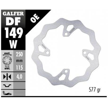 Galfer, brzdový kotouč, zadní, Kawasaki KX 250F/X '20-, KX 450F '19- WAVE (250X115X4mm)
