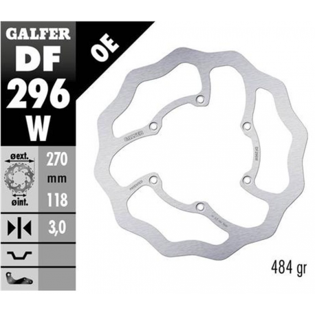 Galfer, brzdový kotouč, přední, Yamaha WR 250F '17-, WR 450F '20-, YZ 125/250 '22-, YZ 250F/450F '20 WAVE (270X118X3mm)