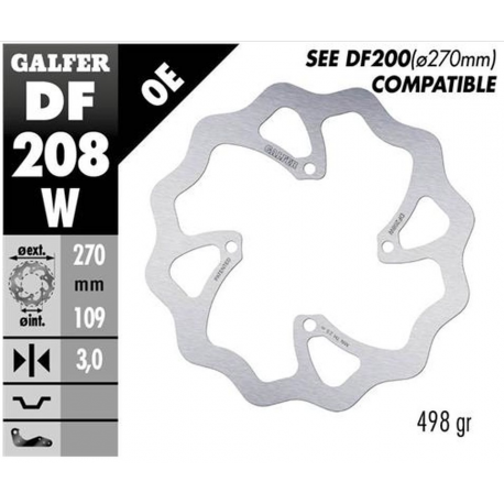 Galfer, brzdový kotouč, přední, Kawasaki KX 250F/450F '15-, KX 250X/450X '21- WAVE (270X109X3mm)