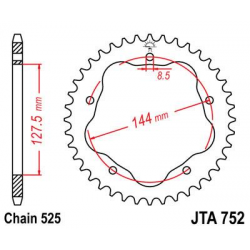 JT, rozeta 4320 42 ALU Ducati 848/916/996/1000/1100 (nutný adaptér JTA750B) (432042JTA) (řetěz 525) černá barva