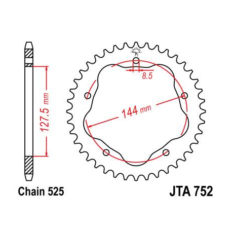 JT, rozeta 4320 42 ALU Ducati 848/916/996/1000/1100 (nutný adaptér JTA750B) (432042JTA) (řetěz 525) černá barva