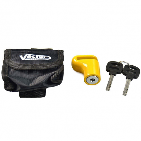 Vicma, zámek brzdového kotouče, DISC LOCK, žlutá barva + pouzdro